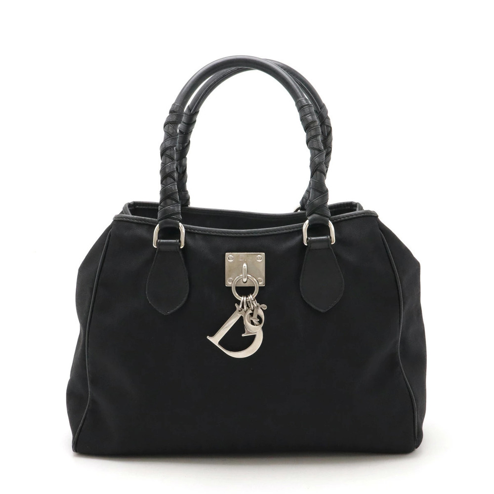 Christian Dior Lovely Tote Bag Handbag Leather Black
